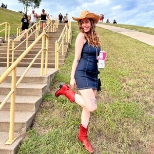 Vintage one shoulder denim dress